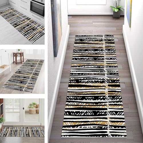 SGLGSTORE Teppich Läufer Flur Küche rutschfest Waschbar Schmutzfangmatte Schwarz Orange Weiß Teppichläufer Kücheläufer 40X90CM Teppichmatte Meterware Wohnzimmer Schlafzimmer Schmutzfangteppich SGLGSTORE Teppich Läufer Flur Küche rutschfest Waschbar Schmutzfangmatte Schwarz Orange Weiß Teppichläufer Kücheläufer 40X90CM Teppichmatte Meterware Wohnzimmer Schlafzimmer Schmutzfangteppich von SGLGSTORE