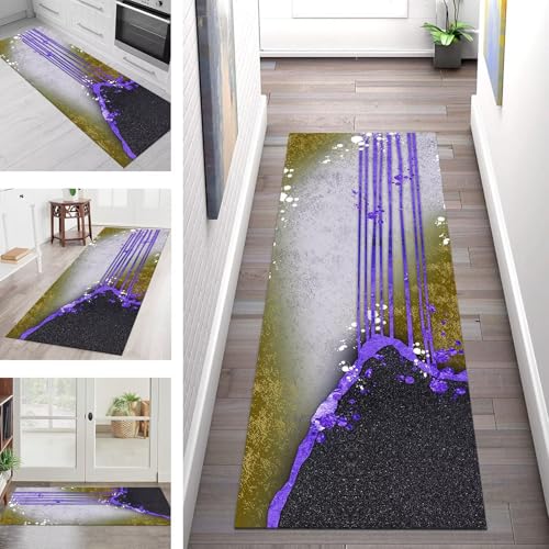 SGLGSTORE Teppich Läufer Flur Küche rutschfest Waschbar Schmutzfangmatte Schwarz Violett Braun Teppichläufer Küchenläufer Teppichmatten 40X90CM Läufer Wohnzimmer Schlafzimmer Schmutzfangteppich SGLGSTORE Teppich Läufer Flur Küche rutschfest Waschbar Schmutzfangmatte Schwarz Violett Braun Teppichläufer Küchenläufer Teppichmatten 40X90CM Läufer Wohnzimmer Schlafzimmer Schmutzfangteppich von SGLGSTORE