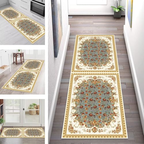 SGLGSTORE Teppich Läufer Flur Küche rutschfest Waschbar Schmutzfangmatte Vintage Teppichläufer Küchenläufer Teppichmatten 100X350CM Läufer Wohnzimmer Schlafzimmer Schmutzfangteppich SGLGSTORE Teppich Läufer Flur Küche rutschfest Waschbar Schmutzfangmatte Vintage Teppichläufer Küchenläufer Teppichmatten 100X350CM Läufer Wohnzimmer Schlafzimmer Schmutzfangteppich von SGLGSTORE