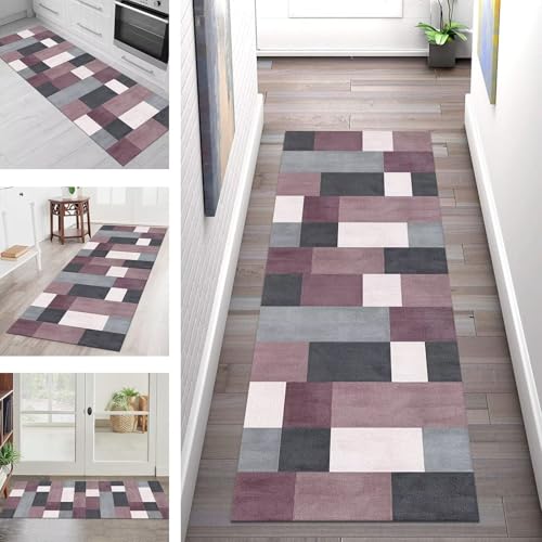 SGLGSTORE Teppich Läufer Flur Küche rutschfest Waschbar Schmutzfangmatte Violett Grau Schwarz Teppichläufer Kücheläufer 100X150CM Teppichmatte Meterware Wohnzimmer Schlafzimmer Schmutzfangteppich SGLGSTORE Teppich Läufer Flur Küche rutschfest Waschbar Schmutzfangmatte Violett Grau Schwarz Teppichläufer Kücheläufer 100X150CM Teppichmatte Meterware Wohnzimmer Schlafzimmer Schmutzfangteppich von SGLGSTORE