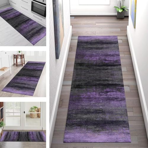 SGLGSTORE Teppich Läufer Flur Küche rutschfest Waschbar Schmutzfangmatte Violett Grau Schwarz Teppichläufer Kücheläufer 80X140CM Teppichmatte Meterware Wohnzimmer Schlafzimmer Schmutzfangteppich SGLGSTORE Teppich Läufer Flur Küche rutschfest Waschbar Schmutzfangmatte Violett Grau Schwarz Teppichläufer Kücheläufer 80X140CM Teppichmatte Meterware Wohnzimmer Schlafzimmer Schmutzfangteppich von SGLGSTORE