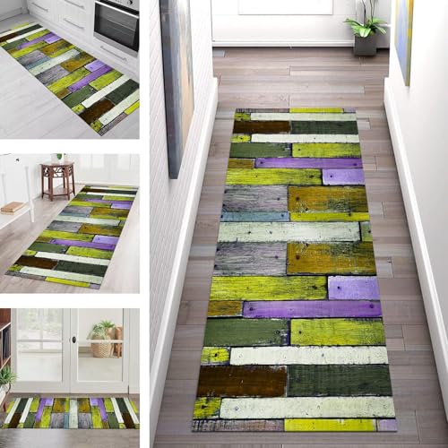 SGLGSTORE Teppich Läufer Flur Küche rutschfest Waschbar Schmutzfangmatte Violett Grün Braun Teppichläufer Küchenläufer Teppichmatten 40X100CM Wohnzimmer Schlafzimmer Meterware Schmutzfangteppich von SGLGSTORE