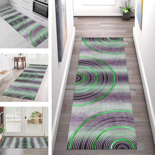 SGLGSTORE Teppich Läufer Flur Küche rutschfest Waschbar Schmutzfangmatte Violett Grün Grau Teppichläufer Kücheläufer 80X450CM Teppichmatte Meterware Wohnzimmer Schlafzimmer Schmutzfangküchenteppich SGLGSTORE Teppich Läufer Flur Küche rutschfest Waschbar Schmutzfangmatte Violett Grün Grau Teppichläufer Kücheläufer 80X450CM Teppichmatte Meterware Wohnzimmer Schlafzimmer Schmutzfangküchenteppich von SGLGSTORE