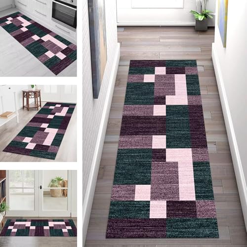 SGLGSTORE Teppich Läufer Flur Küche rutschfest Waschbar Schmutzfangmatte Violett Grün Teppichläufer Küchenläufer Teppichmatten 40X60CM Läufer Wohnzimmer Schlafzimmer Meterware Schmutzfangteppich von SGLGSTORE
