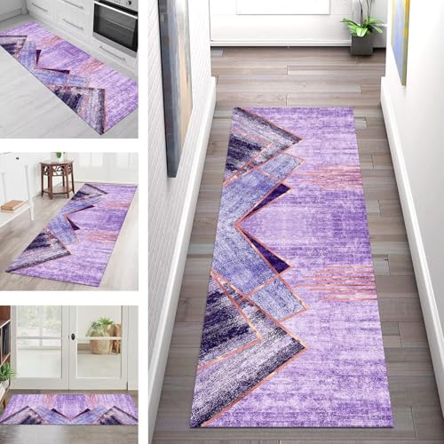 SGLGSTORE Teppich Läufer Flur Küche rutschfest Waschbar Schmutzfangmatte Violett Rot Gelb Teppichläufer Küchenläufer Teppichmatten 60X100CM Läufer Wohnzimmer Schlafzimmer Meterware Schmutzfangteppich von SGLGSTORE