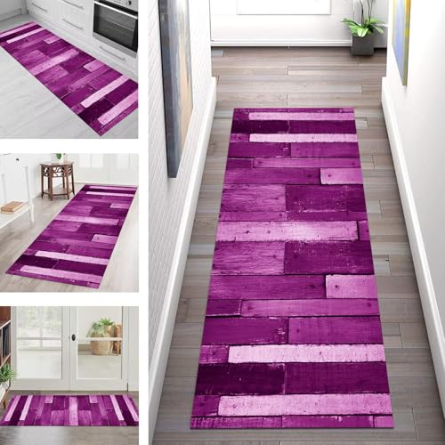 SGLGSTORE Teppich Läufer Flur Küche rutschfest Waschbar Schmutzfangmatte Violett Schwarz Teppichläufer Küchenläufer Teppichmatten 40X100CM Läufer Wohnzimmer Schlafzimmer Meterware Schmutzfangteppich von SGLGSTORE