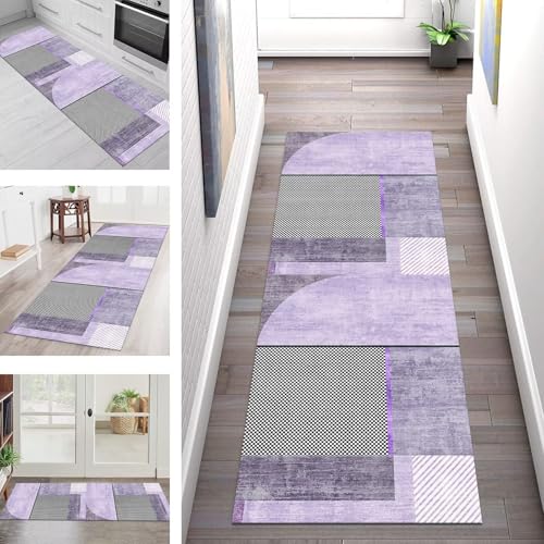 SGLGSTORE Teppich Läufer Flur Küche rutschfest Waschbar Schmutzfangmatte Violett Schwarz Teppichläufer Küchenläufer Teppichmatten 40X60CM Läufer Wohnzimmer Schlafzimmer Meterware Schmutzfangteppich von SGLGSTORE