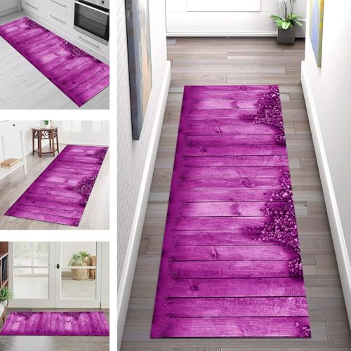 SGLGSTORE Teppich Läufer Flur Küche rutschfest Waschbar Schmutzfangmatte Violett Teppichläufer Küchenläufer Teppichmatten 100X240CM Läufer Wohnzimmer Schlafzimmer Meterware Schmutzfangteppich von SGLGSTORE