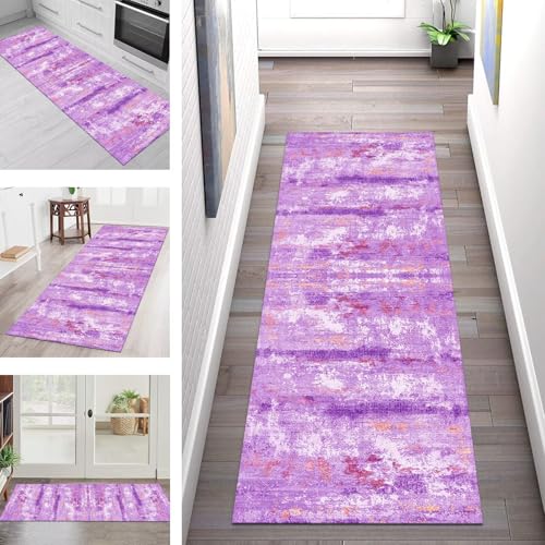 SGLGSTORE Teppich Läufer Flur Küche rutschfest Waschbar Schmutzfangmatte Violett Teppichläufer Küchenläufer Teppichmatten 40X100CM Läufer Wohnzimmer Schlafzimmer Meterware Schmutzfangteppich von SGLGSTORE