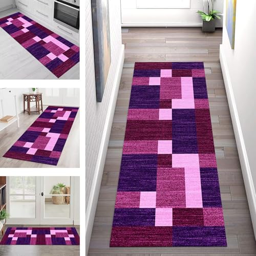 SGLGSTORE Teppich Läufer Flur Küche rutschfest Waschbar Schmutzfangmatte Violett Teppichläufer Küchenläufer Teppichmatten 50X100CM Läufer Wohnzimmer Schlafzimmer Meterware Schmutzfangteppich von SGLGSTORE