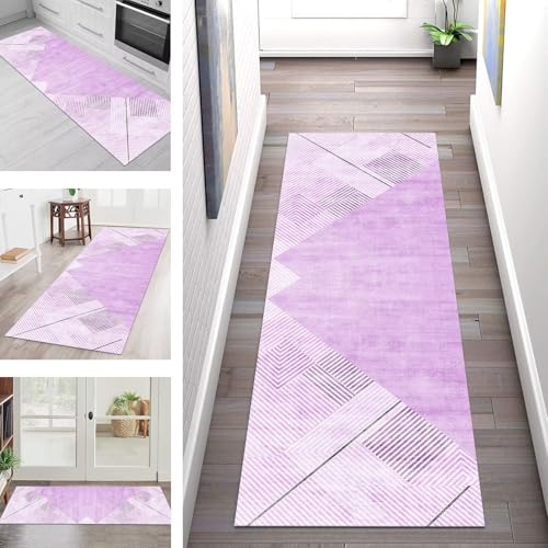 SGLGSTORE Teppich Läufer Flur Küche rutschfest Waschbar Schmutzfangmatte Violett Teppichläufer Küchenläufer Teppichmatten 50X100CM Läufer Wohnzimmer Schlafzimmer Meterware Schmutzfangteppich von SGLGSTORE