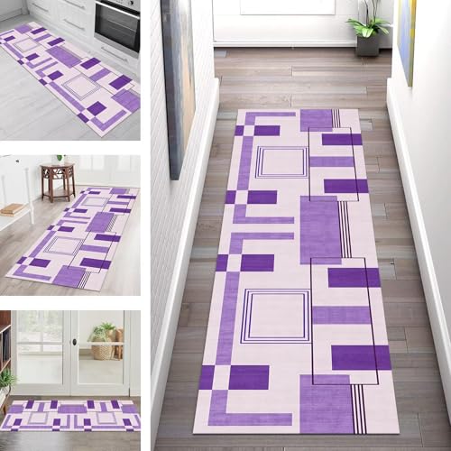 SGLGSTORE Teppich Läufer Flur Küche rutschfest Waschbar Schmutzfangmatte Violett Teppichläufer Küchenläufer Teppichmatten 50X50CM Läufer Wohnzimmer Schlafzimmer Meterware Schmutzfangteppich von SGLGSTORE