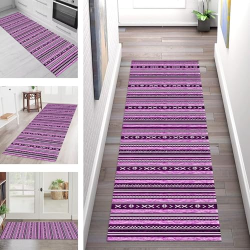 SGLGSTORE Teppich Läufer Flur Küche rutschfest Waschbar Schmutzfangmatte Violett Weiß Teppichläufer Küchenläufer Teppichmatten 50X50CM Läufer Wohnzimmer Schlafzimmer Meterware Schmutzfangteppich von SGLGSTORE