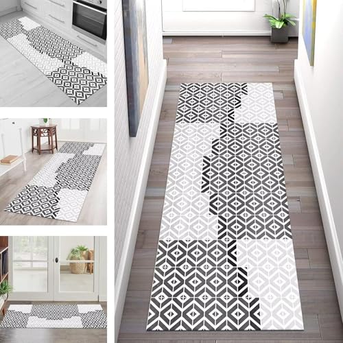 SGLGSTORE Teppich Läufer Flur Küche rutschfest Waschbar Schmutzfangmatte Weiß Grau Schwarz Teppichläufer Kücheläufer 100X350CM Teppichmatte Meterware Wohnzimmer Schlafzimmer Schmutzfangteppich SGLGSTORE Teppich Läufer Flur Küche rutschfest Waschbar Schmutzfangmatte Weiß Grau Schwarz Teppichläufer Kücheläufer 100X350CM Teppichmatte Meterware Wohnzimmer Schlafzimmer Schmutzfangteppich von SGLGSTORE
