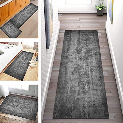 SGLGSTORE Teppich Läufer Flur rutschfest Gris Abstrakt Modern Korridor Teppichläufer Waschbar Schlafzimmer Wohnzimmer Küchenläufer, Meterware Anpassbar 3D-Druckmuster Küchenbodenmatte von SGLGSTORE