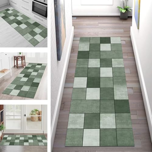 Teppich Läufer Flur Küche rutschfest Waschbar Schmutzfangmatte 100X250CM Teppichläufer Kücheläufer Grün Vintage Teppichmatte Meterware Wohnzimmer Schlafzimmer Esszimmer Flurteppich Schmutzfangteppich Teppich Läufer Flur Küche rutschfest Waschbar Schmutzfangmatte 100X250CM Teppichläufer Kücheläufer Grün Vintage Teppichmatte Meterware Wohnzimmer Schlafzimmer Esszimmer Flurteppich Schmutzfangteppich von SGLGSTORE