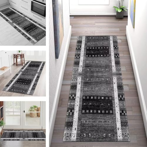 Teppich Läufer Flur Küche rutschfest Waschbar Schmutzfangmatte 100X400CM Teppichläufer Kücheläufer Grau Schwarz Teppichmatte Meterware Wohnzimmer Schlafzimmer Esszimmer Flurteppich Schmutzfangteppich Teppich Läufer Flur Küche rutschfest Waschbar Schmutzfangmatte 100X400CM Teppichläufer Kücheläufer Grau Schwarz Teppichmatte Meterware Wohnzimmer Schlafzimmer Esszimmer Flurteppich Schmutzfangteppich von SGLGSTORE