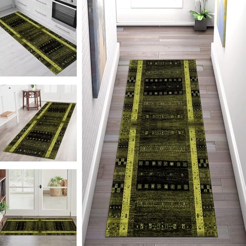 Teppich Läufer Flur Küche rutschfest Waschbar Schmutzfangmatte 100X400CM Teppichläufer Kücheläufer Grün Schwarz Teppichmatte Meterware Wohnzimmer Schlafzimmer Esszimmer Flurteppich Schmutzfangteppich Teppich Läufer Flur Küche rutschfest Waschbar Schmutzfangmatte 100X400CM Teppichläufer Kücheläufer Grün Schwarz Teppichmatte Meterware Wohnzimmer Schlafzimmer Esszimmer Flurteppich Schmutzfangteppich von SGLGSTORE
