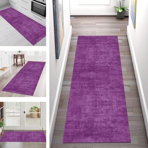 Teppich Läufer Flur Küche rutschfest Waschbar Schmutzfangmatte 100X500CM Teppichläufer Kücheläufer Dunkelrosa Teppichmatte Meterware Wohnzimmer Schlafzimmer Esszimmer Flurteppich Schmutzfangteppich von SGLGSTORE