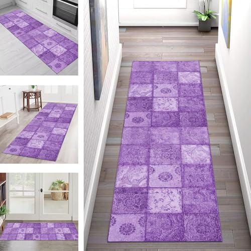 Teppich Läufer Flur Küche rutschfest Waschbar Schmutzfangmatte 110X500CM Teppichläufer Kücheläufer Violett Teppichmatte Meterware Wohnzimmer Schlafzimmer Esszimmer Flurteppich Schmutzfangteppich Teppich Läufer Flur Küche rutschfest Waschbar Schmutzfangmatte 110X500CM Teppichläufer Kücheläufer Violett Teppichmatte Meterware Wohnzimmer Schlafzimmer Esszimmer Flurteppich Schmutzfangteppich von SGLGSTORE