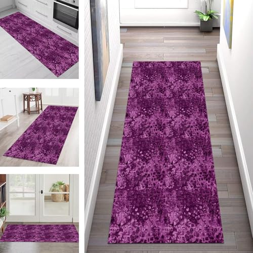 Teppich Läufer Flur Küche rutschfest Waschbar Schmutzfangmatte 40X450CM Teppichläufer Kücheläufer Violett Teppichmatte Meterware Wohnzimmer Schlafzimmer Esszimmer Flurteppich Schmutzfangteppich von SGLGSTORE