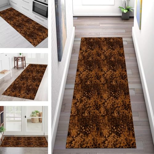 Teppich Läufer Flur Küche rutschfest Waschbar Schmutzfangmatte 40X60CM Teppichläufer Kücheläufer Braun Teppichmatte Meterware Wohnzimmer Schlafzimmer Esszimmer Flurteppich Schmutzfangteppich von SGLGSTORE