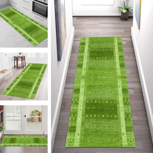 Teppich Läufer Flur Küche rutschfest Waschbar Schmutzfangmatte 40X60CM Teppichläufer Kücheläufer Hellgrün Teppichmatte Meterware Wohnzimmer Schlafzimmer Esszimmer Flurteppich Schmutzfangteppich von SGLGSTORE