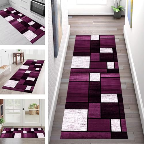 Teppich Läufer Flur Küche rutschfest Waschbar Schmutzfangmatte 44X120CM Teppichläufer Kücheläufer Violett Schwarz Weiß Teppichmatte Wohnzimmer Schlafzimmer Esszimmer Flurteppich Schmutzfangteppich Teppich Läufer Flur Küche rutschfest Waschbar Schmutzfangmatte 44X120CM Teppichläufer Kücheläufer Violett Schwarz Weiß Teppichmatte Wohnzimmer Schlafzimmer Esszimmer Flurteppich Schmutzfangteppich von SGLGSTORE
