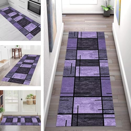 Teppich Läufer Flur Küche rutschfest Waschbar Schmutzfangmatte 50X100CM Teppichläufer Kücheläufer Blauviolett Schwarz Teppichmatte Wohnzimmer Schlafzimmer Esszimmer Flurteppich Schmutzfangteppich von SGLGSTORE