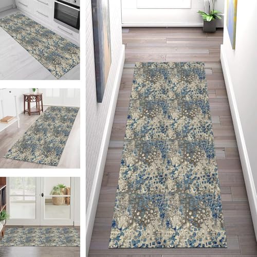 Teppich Läufer Flur Küche rutschfest Waschbar Schmutzfangmatte 50X120CM Teppichläufer Kücheläufer Blau Grau Braun Teppichmatte Wohnzimmer Schlafzimmer Esszimmer Flurteppich Schmutzfangteppich Teppich Läufer Flur Küche rutschfest Waschbar Schmutzfangmatte 50X120CM Teppichläufer Kücheläufer Blau Grau Braun Teppichmatte Wohnzimmer Schlafzimmer Esszimmer Flurteppich Schmutzfangteppich von SGLGSTORE