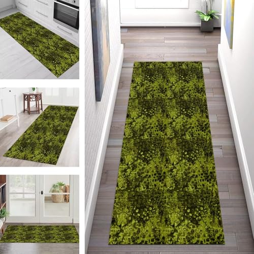 Teppich Läufer Flur Küche rutschfest Waschbar Schmutzfangmatte 50X150CM Teppichläufer Kücheläufer Grün Schwarz Teppichmatte Meterware Wohnzimmer Schlafzimmer Esszimmer Flurteppich Schmutzfangteppich von SGLGSTORE