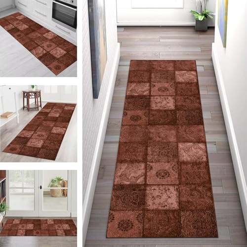 Teppich Läufer Flur Küche rutschfest Waschbar Schmutzfangmatte 50X180CM Teppichläufer Kücheläufer Braun Teppichmatte Meterware Wohnzimmer Schlafzimmer Esszimmer Flurteppich Schmutzfangteppich Teppich Läufer Flur Küche rutschfest Waschbar Schmutzfangmatte 50X180CM Teppichläufer Kücheläufer Braun Teppichmatte Meterware Wohnzimmer Schlafzimmer Esszimmer Flurteppich Schmutzfangteppich von SGLGSTORE