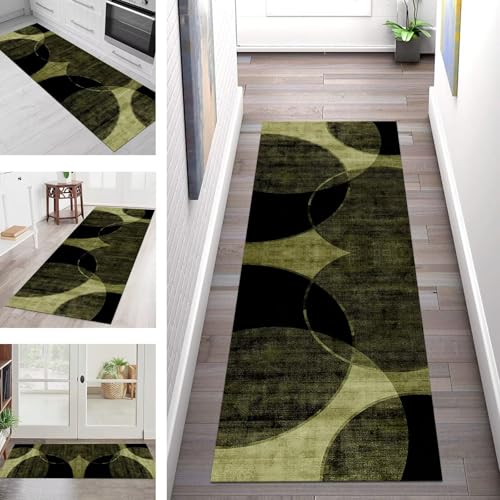Teppich Läufer Flur Küche rutschfest Waschbar Schmutzfangmatte 50X200CM Teppichläufer Kücheläufer Grün Schwarz Modern Teppichmatte Wohnzimmer Schlafzimmer Esszimmer Flurteppich Schmutzfangteppich Teppich Läufer Flur Küche rutschfest Waschbar Schmutzfangmatte 50X200CM Teppichläufer Kücheläufer Grün Schwarz Modern Teppichmatte Wohnzimmer Schlafzimmer Esszimmer Flurteppich Schmutzfangteppich von SGLGSTORE