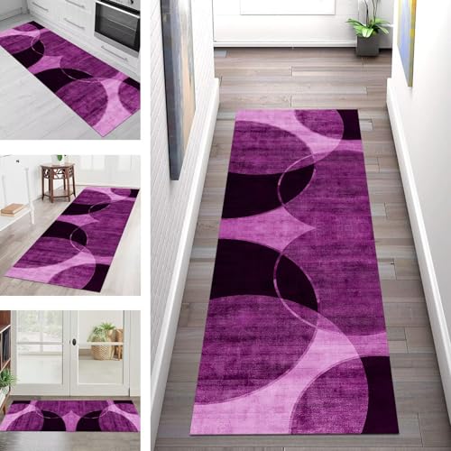 Teppich Läufer Flur Küche rutschfest Waschbar Schmutzfangmatte 50X50CM Teppichläufer Kücheläufer Violett Schwarz Teppichmatte Wohnzimmer Schlafzimmer Esszimmer Flurteppich Schmutzfangteppich von SGLGSTORE