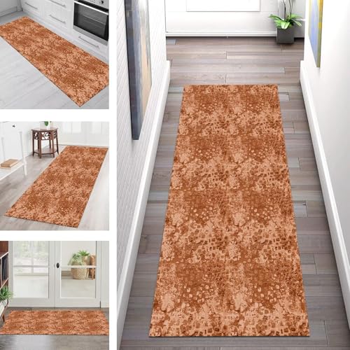 Teppich Läufer Flur Küche rutschfest Waschbar Schmutzfangmatte 60X120CM Teppichläufer Kücheläufer Orange Rot Teppichmatte Meterware Wohnzimmer Schlafzimmer Esszimmer Flurteppich Schmutzfangteppich von SGLGSTORE