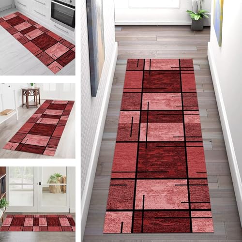 Teppich Läufer Flur Küche rutschfest Waschbar Schmutzfangmatte 60X200CM Teppichläufer Kücheläufer Rot Schwarz Teppichmatte Meterware Wohnzimmer Schlafzimmer Esszimmer Flurteppich Schmutzfangteppich Teppich Läufer Flur Küche rutschfest Waschbar Schmutzfangmatte 60X200CM Teppichläufer Kücheläufer Rot Schwarz Teppichmatte Meterware Wohnzimmer Schlafzimmer Esszimmer Flurteppich Schmutzfangteppich von SGLGSTORE