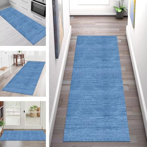 Teppich Läufer Flur Küche rutschfest Waschbar Schmutzfangmatte 70X500CM Teppichläufer Kücheläufer Dunkelblau Teppichmatte Meterware Wohnzimmer Schlafzimmer Esszimmer Flurteppich Schmutzfangteppich von SGLGSTORE
