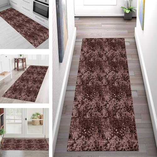Teppich Läufer Flur Küche rutschfest Waschbar Schmutzfangmatte 70X500CM Teppichläufer Kücheläufer Rotbraun Teppichmatte Meterware Wohnzimmer Schlafzimmer Esszimmer Flurteppich Schmutzfangteppich von SGLGSTORE