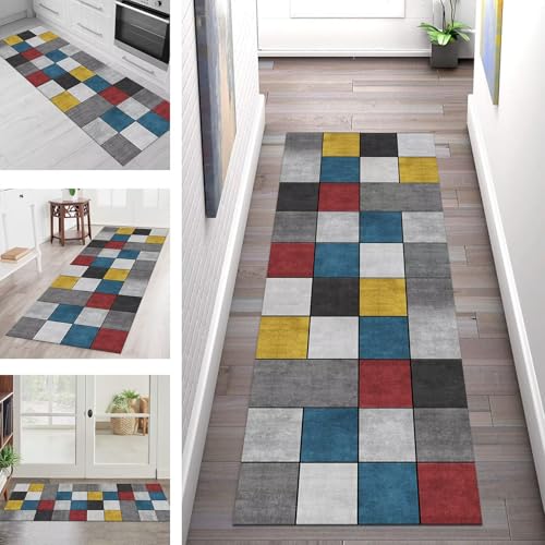 Teppich Läufer Flur Küche rutschfest Waschbar Schmutzfangmatte 80X150CM Teppichläufer Kücheläufer Geometrisch Teppichmatte Meterware Wohnzimmer Schlafzimmer Esszimmer Flurteppich Schmutzfangteppich von SGLGSTORE