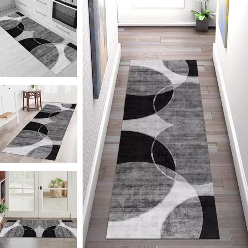Teppich Läufer Flur Küche rutschfest Waschbar Schmutzfangmatte 80X250CM Teppichläufer Kücheläufer Grau Schwarz Teppichmatte Meterware Wohnzimmer Schlafzimmer Esszimmer Flurteppich Schmutzfangteppich Teppich Läufer Flur Küche rutschfest Waschbar Schmutzfangmatte 80X250CM Teppichläufer Kücheläufer Grau Schwarz Teppichmatte Meterware Wohnzimmer Schlafzimmer Esszimmer Flurteppich Schmutzfangteppich von SGLGSTORE