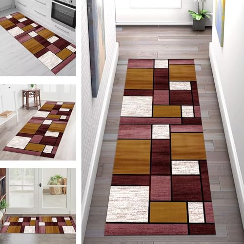 Teppich Läufer Flur Küche rutschfest Waschbar Schmutzfangmatte 80X400CM Teppichläufer Kücheläufer Rot Braun Orange Teppichmatte Wohnzimmer Schlafzimmer Esszimmer Flurteppich Schmutzfangteppich Teppich Läufer Flur Küche rutschfest Waschbar Schmutzfangmatte 80X400CM Teppichläufer Kücheläufer Rot Braun Orange Teppichmatte Wohnzimmer Schlafzimmer Esszimmer Flurteppich Schmutzfangteppich von SGLGSTORE