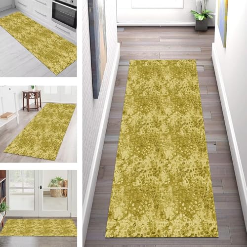 Teppich Läufer Flur Küche rutschfest Waschbar Schmutzfangmatte 80X450CM Teppichläufer Kücheläufer Gelb Grün Teppichmatte Meterware Wohnzimmer Schlafzimmer Esszimmer Flurteppich Schmutzfangteppich von SGLGSTORE