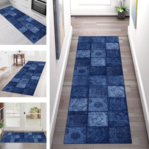 Teppich Läufer Flur Küche rutschfest Waschbar Schmutzfangmatte 80X500CM Teppichläufer Kücheläufer Dunkelblau Teppichmatte Meterware Wohnzimmer Schlafzimmer Esszimmer Flurteppich Schmutzfangteppich Teppich Läufer Flur Küche rutschfest Waschbar Schmutzfangmatte 80X500CM Teppichläufer Kücheläufer Dunkelblau Teppichmatte Meterware Wohnzimmer Schlafzimmer Esszimmer Flurteppich Schmutzfangteppich von SGLGSTORE