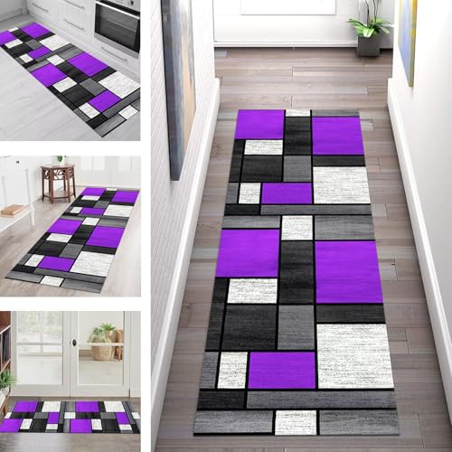 Teppich Läufer Flur Küche rutschfest Waschbar Schmutzfangmatte 90X500CM Teppichläufer Kücheläufer Violett Schwarz Teppichmatte Wohnzimmer Schlafzimmer Esszimmer Flurteppich Schmutzfangteppich Teppich Läufer Flur Küche rutschfest Waschbar Schmutzfangmatte 90X500CM Teppichläufer Kücheläufer Violett Schwarz Teppichmatte Wohnzimmer Schlafzimmer Esszimmer Flurteppich Schmutzfangteppich von SGLGSTORE