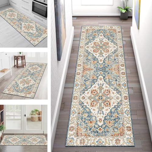 Teppich Läufer Flur Küche rutschfest waschbar Küchenläufer Korridor Tepiche Lang 50X150CM Blau Braun Beige Grün Teppichläufer Meterware Kücheteppich Schlafzimmer Wohnzimmer Flurmatte Breit 40-120cm von SGLGSTORE