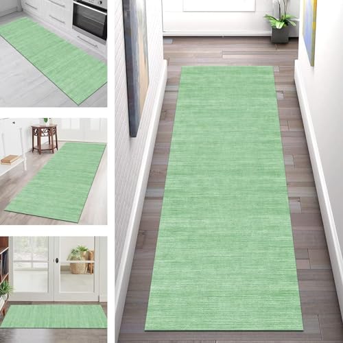 Teppich Läufer Flur Küche rutschfest waschbar Teppichläufer Lang 100X350CM Grün Küchenläufer Flurteppich Meterware Korridor Tepiche Esszimmer Schlafzimmer Wohnzimmer Schmutzfangmatte Breit 40-120cm von SGLGSTORE