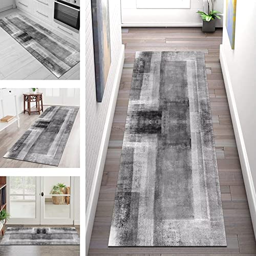 Teppich Läufer Flur Küche rutschfest waschbar Teppichläufer Lang 40X150CM 3D Küchenläufer Grau Design Meterware Korridor Tepiche Esszimmer Schlafzimmer Wohnzimmer Schmutzfangmatte Breite 40-120cm von SGLGSTORE