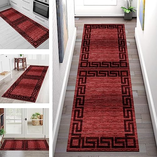 Teppich Läufer Flur Küche rutschfest waschbar Teppichläufer Lang 40X60CM Rot Kücheteppich Küchenläufer Meterware Korridor Tepiche Esszimmer Schlafzimmer Wohnzimmer Schmutzfangmatte Breit 40-120cm von SGLGSTORE