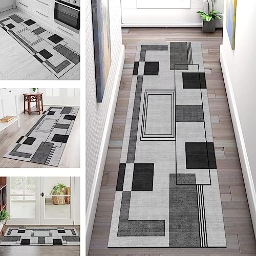 Teppich Läufer Flur Küche rutschfest waschbar Teppichläufer Lang Korridor Tepiche 80X400CM Grau Schwarz Muster Küchenläufer Meterware Kücheteppich Schlafzimmer Wohnzimmer Flurmatten Breit 40-120cm Teppich Läufer Flur Küche rutschfest waschbar Teppichläufer Lang Korridor Tepiche 80X400CM Grau Schwarz Muster Küchenläufer Meterware Kücheteppich Schlafzimmer Wohnzimmer Flurmatten Breit 40-120cm von SGLGSTORE