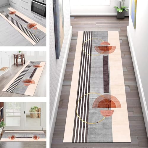 Teppich Läufer Flur Lang Küchenteppich Rutschfest Waschbar Küchenläufer Moderne 3D Korridor Flurläufer 50X300CM Teppichmatten Dauerhaft Schlafzimmer Wohnzimmer Meterware Teppichläufer Anpassbar von SGLGSTORE